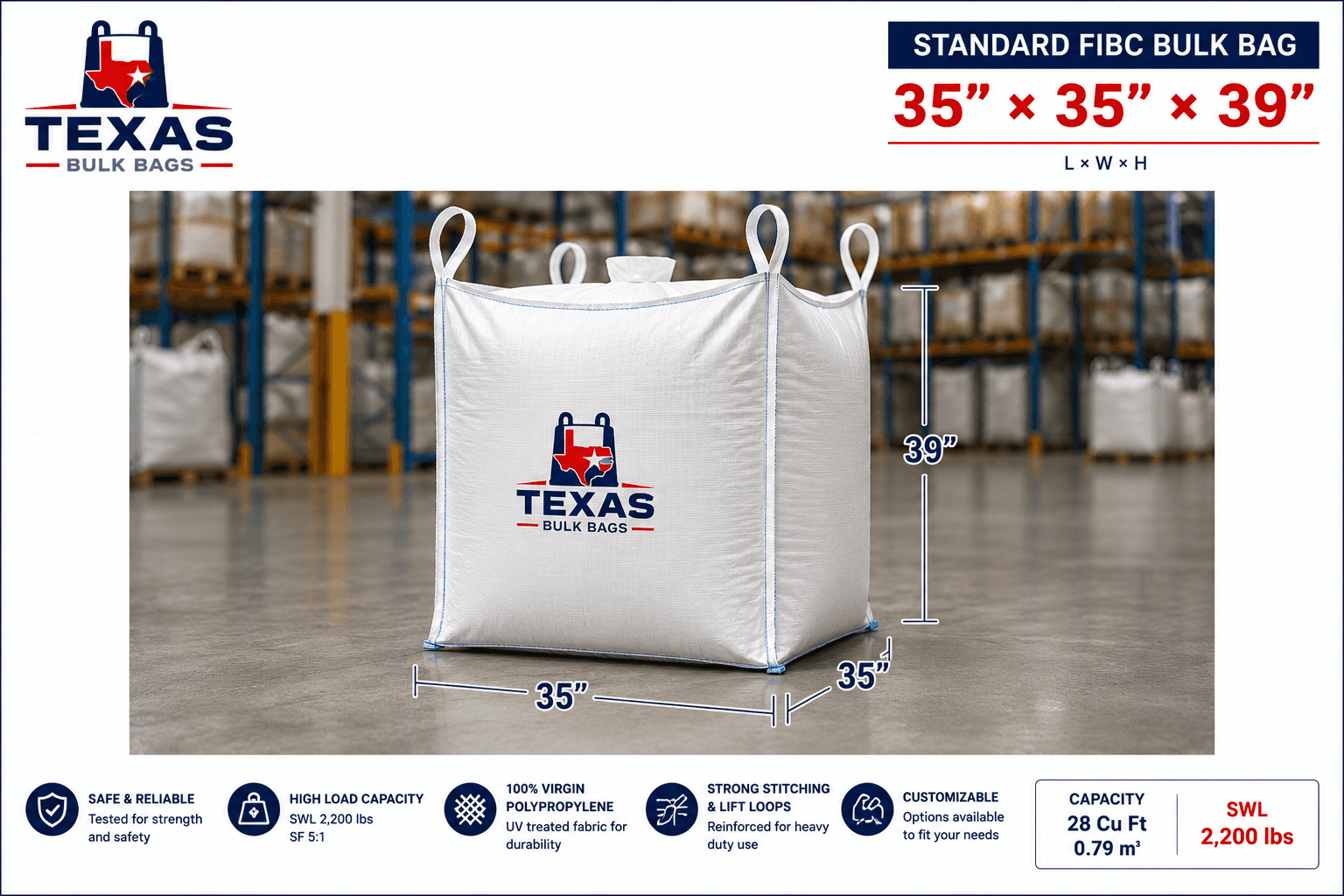 Standard FIBC 35×35×39"